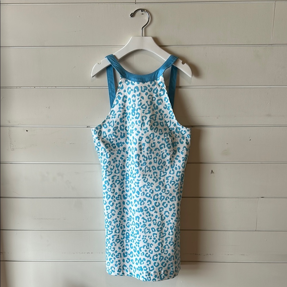 Blue Leopard Print Kids Casual Dress